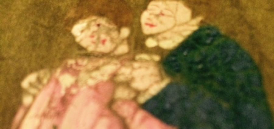 Cover Photo: A closeup photo of a ribbon from my opa's guitar